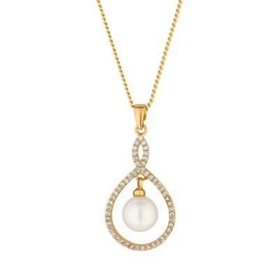 Gold open peardrop pearl necklace